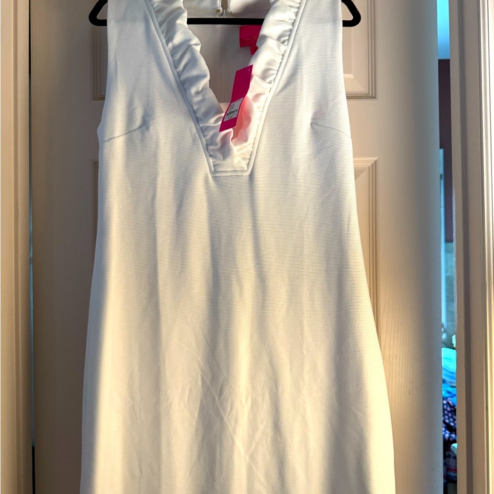 Lilly Pulitzer White Ruffle V-Neck Dress